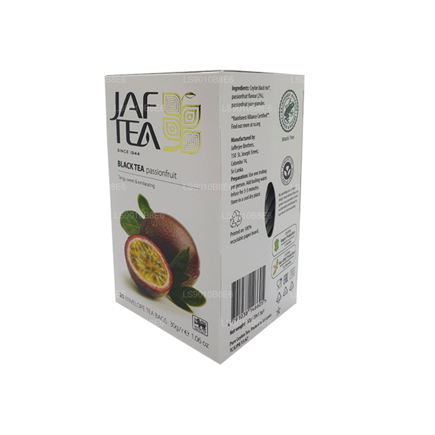 Jaf Tea Pure Fruits Collection Sort te Passionsfrugtfolie Envelop Teposer (30 g)