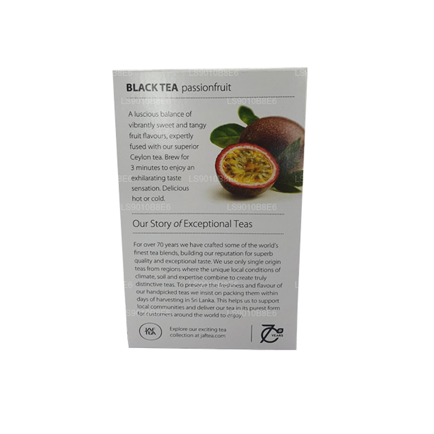 Jaf Tea Pure Fruits Collection Sort te Passionsfrugtfolie Envelop Teposer (30 g)