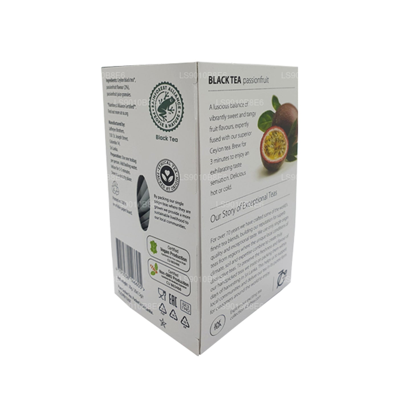 Jaf Tea Pure Fruits Collection Sort te Passionsfrugtfolie Envelop Teposer (30 g)