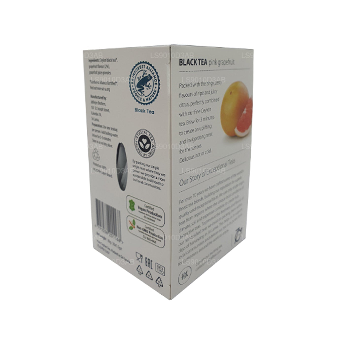 Jaf Tea Pure Fruits Collection Sort te Lyserød Grapefrugtfolie Envelop Teposer (30g)