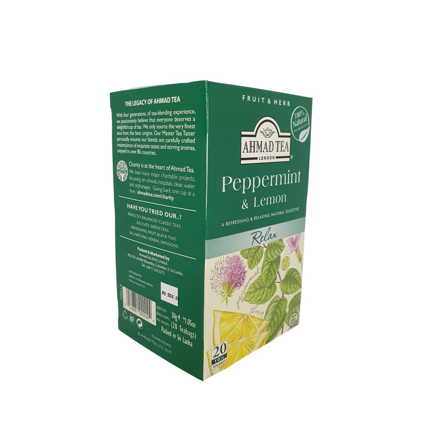 Ahmad Tea Pebermynte & Citron Te (40g) 20 Folie Teposer