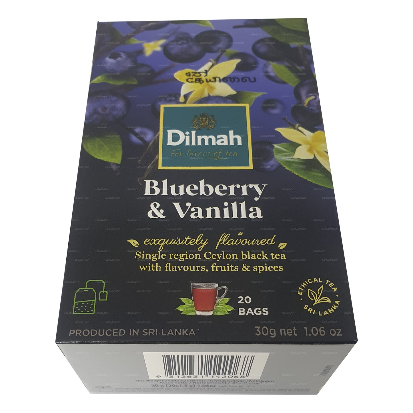Dilmah blåbær og vanille aromatiseret te (40 g) 20 teposer