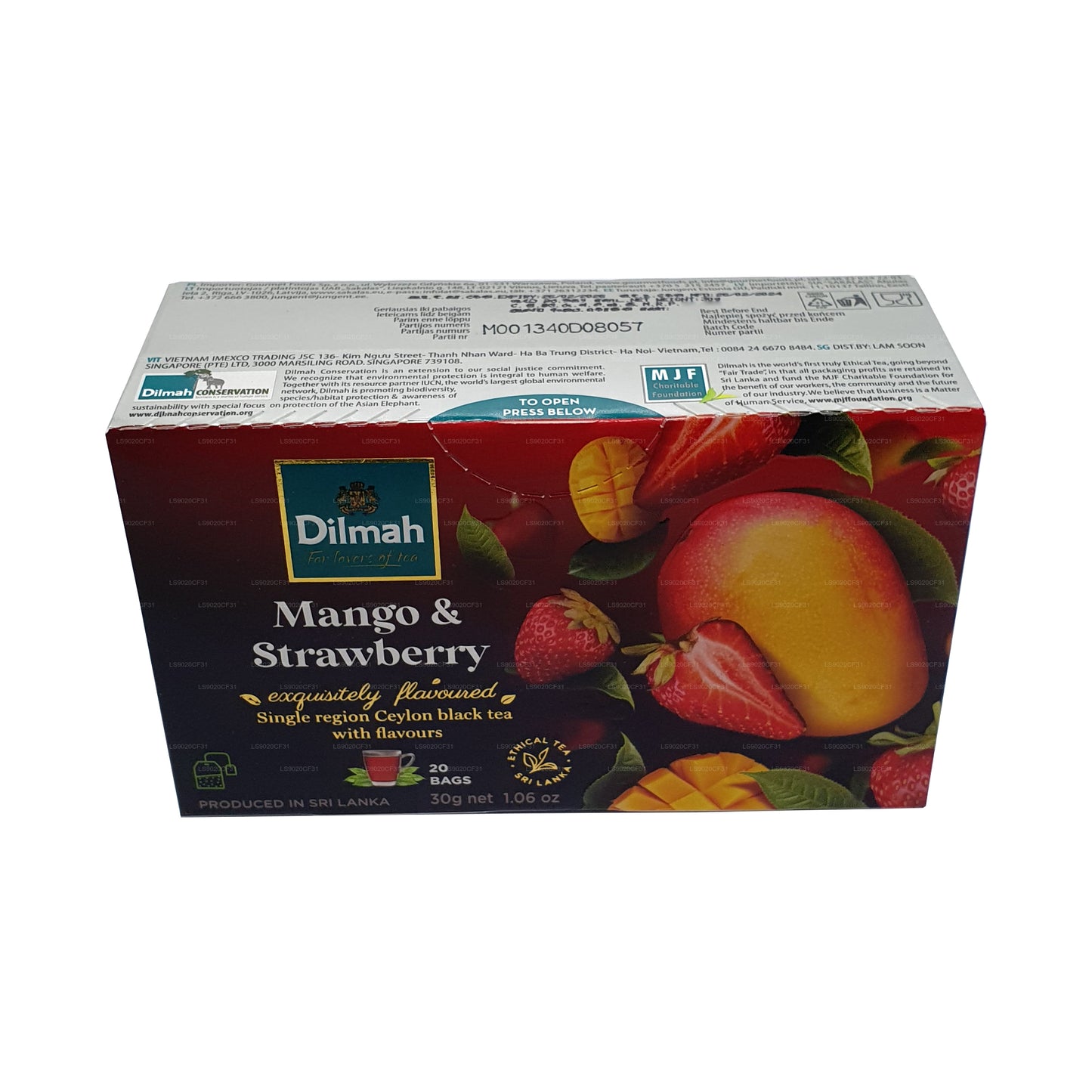 Dilmah Mango og jordbær aromatiseret te (30 g) 20 teposer