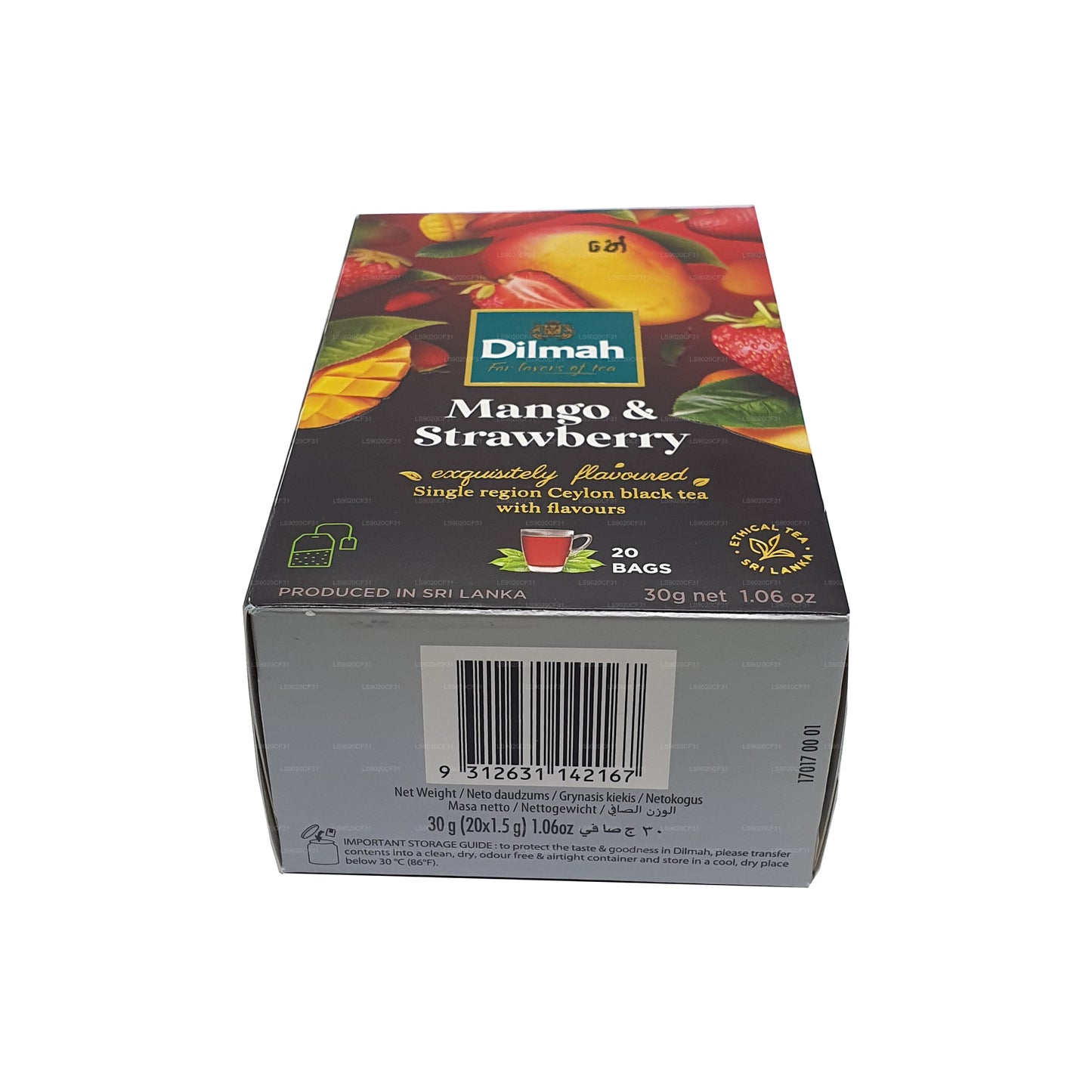 Dilmah Mango og jordbær aromatiseret te (30 g) 20 teposer