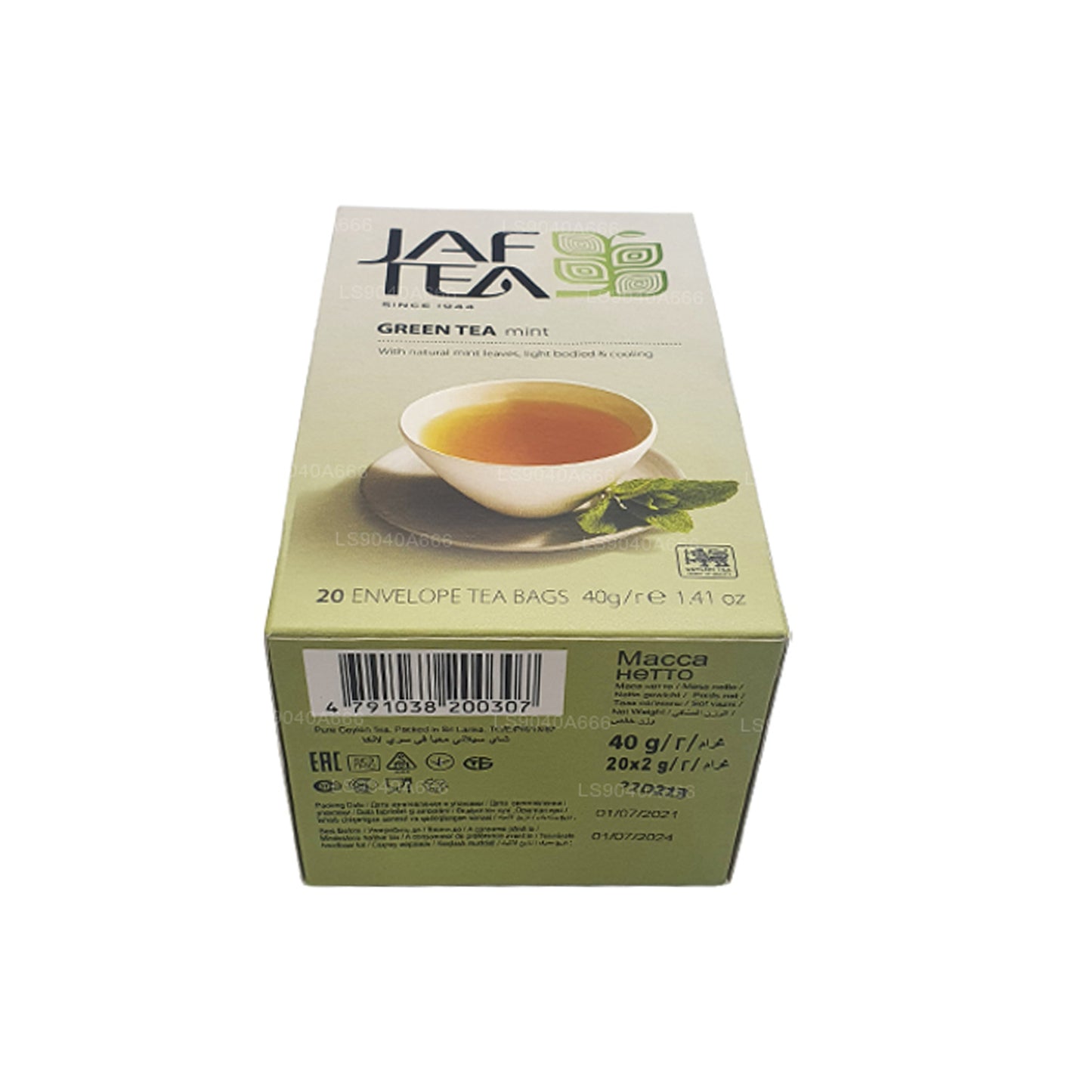 Jaf Tea Pure Green Collection Grøn te Mint Folie Envelop Teposer (40g)
