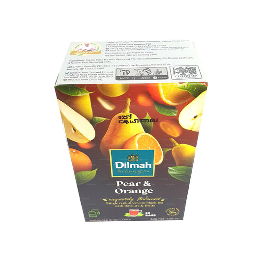 Dilmah pære og orange aromatiseret Ceylon sort te (30 g) 20 teposer