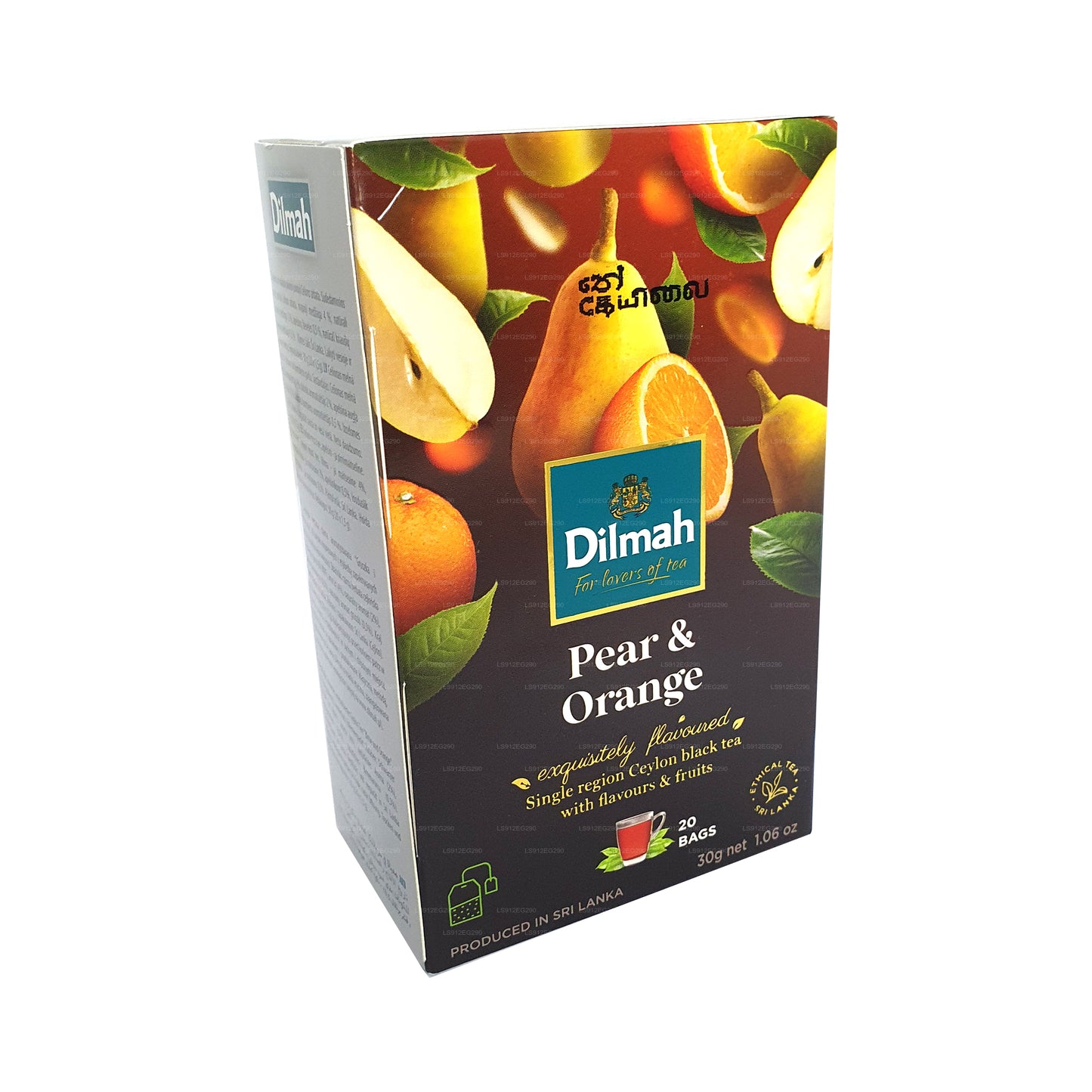 Dilmah pære og orange aromatiseret Ceylon sort te (30 g) 20 teposer
