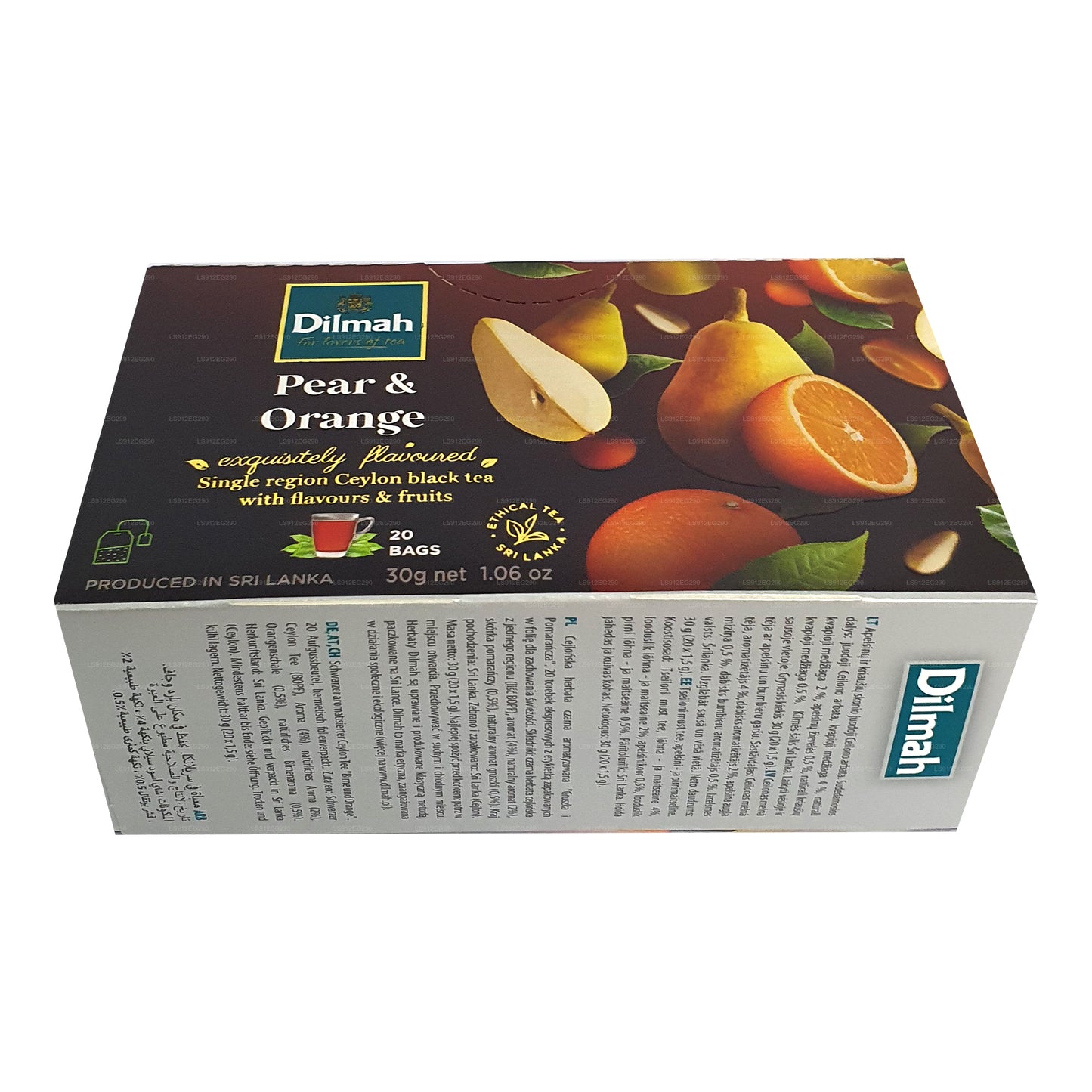 Dilmah pære og orange aromatiseret Ceylon sort te (30 g) 20 teposer