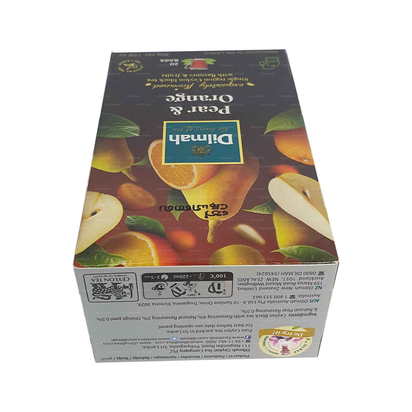 Dilmah pære og orange aromatiseret Ceylon sort te (30 g) 20 teposer