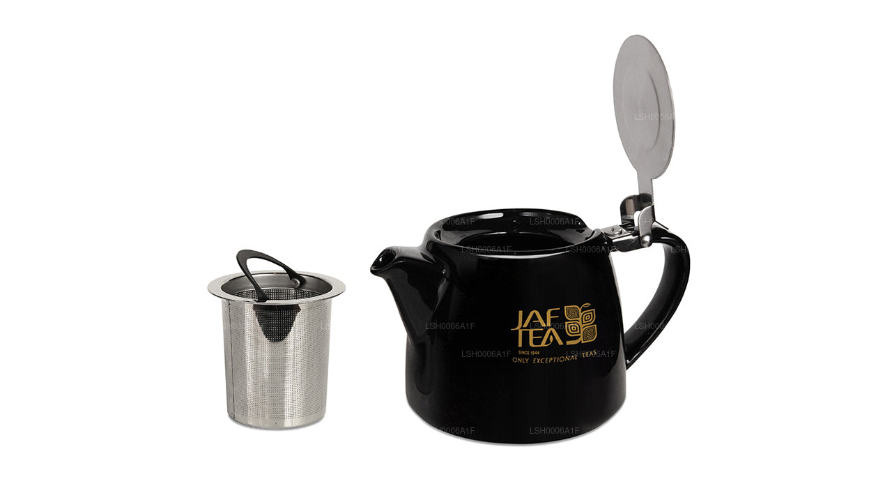 Jaf Tea højglans sort stub type porcelæn tekande med rustfrit stål infuser