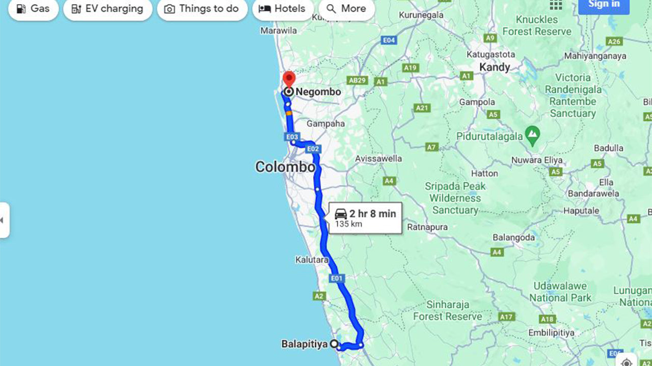 Balapitiya by til Negombo by – privat transfer med standardvan