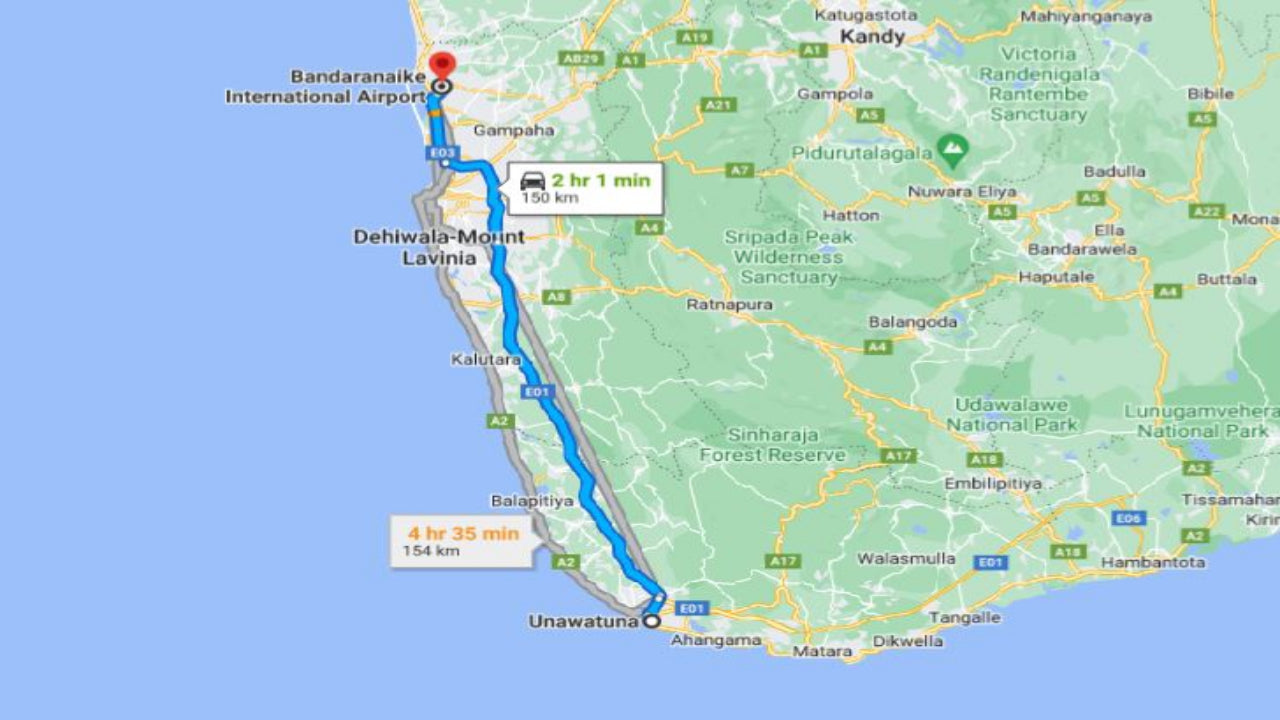 Privat transport fra Unawatuna City til Colombo Lufthavn (CMB)