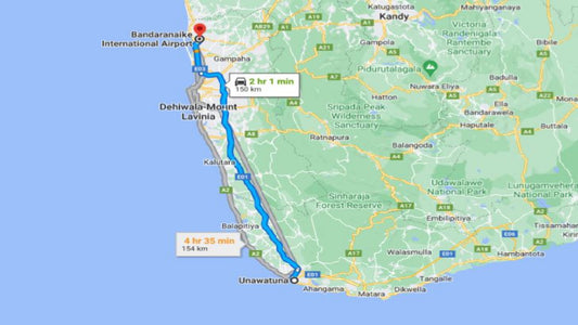 Privat transport fra Unawatuna City til Colombo Lufthavn (CMB)