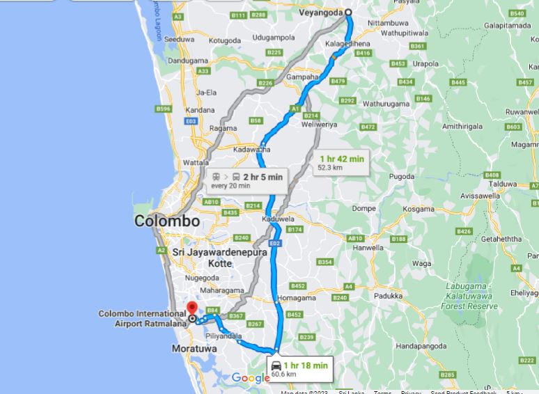 Veyangoda by til Colombo (CMB) Lufthavn Privat Transfer