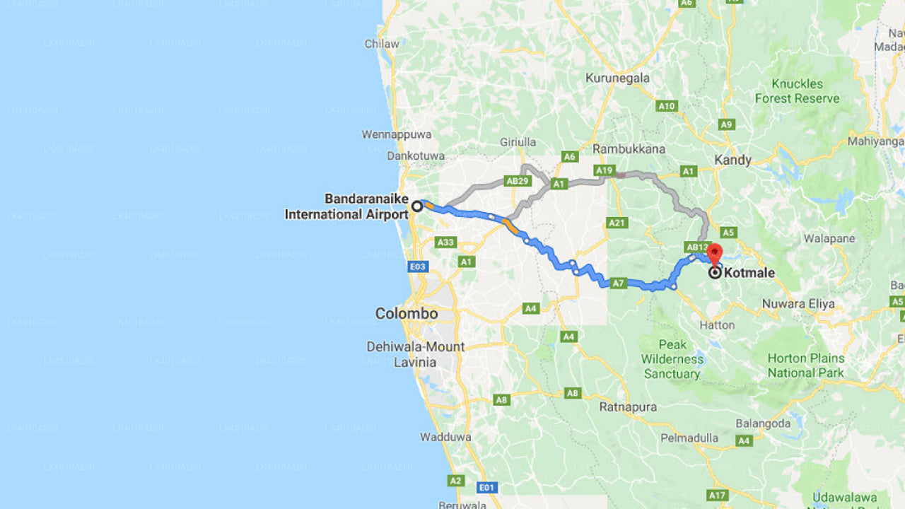 Colombo (CMB) Lufthavn til Kotmale Privat Transport