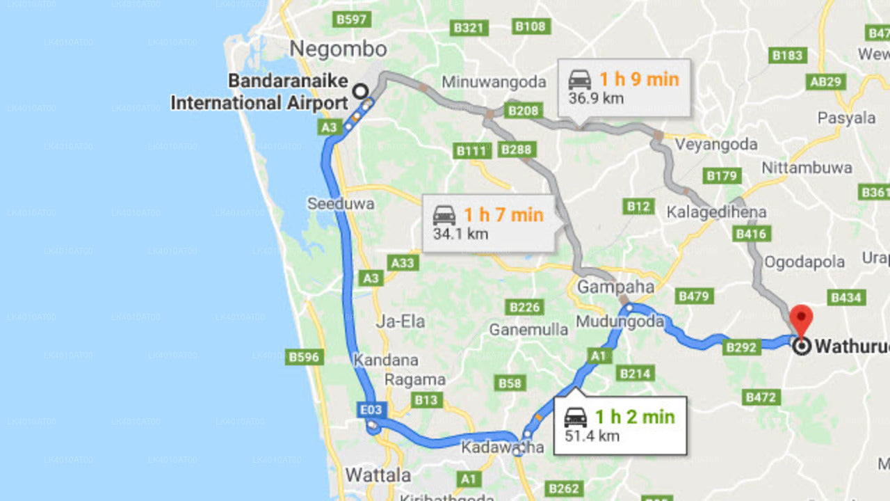 Colombo (CMB) Lufthavn til Wathurugama Privat Kørsel