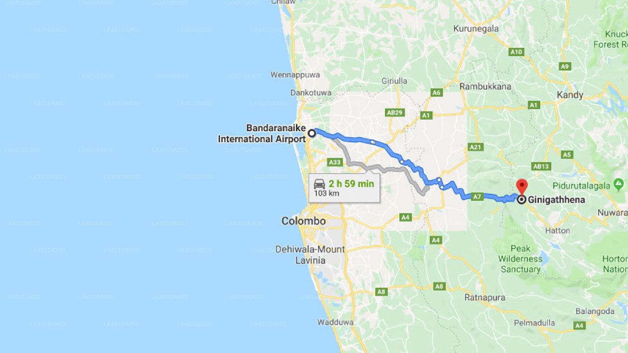 Colombo (CMB) Lufthavn til Ginigathhena Privat Transfer