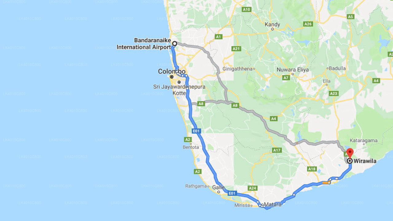 Colombo (CMB) Lufthavn til Wirawila Privat Transfer