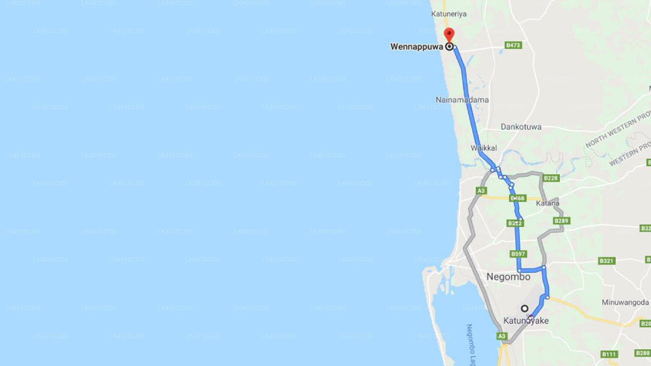 Colombo (CMB) Lufthavn til Wennappuwa Privat Transfer