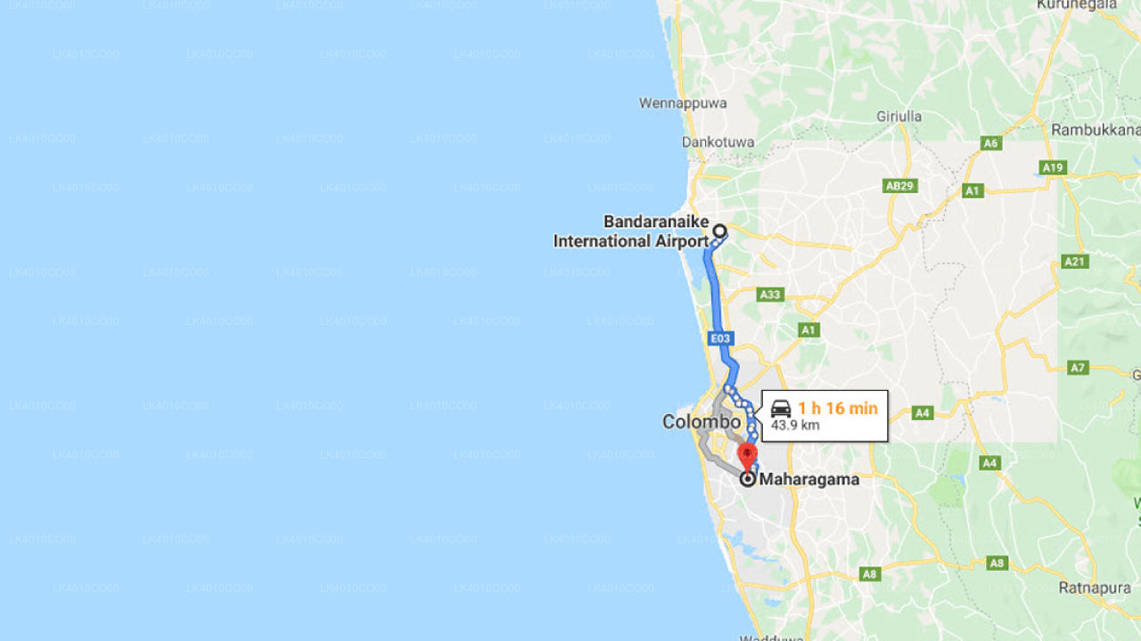 Colombo (CMB) Lufthavn til Maharagama Privat Transfer
