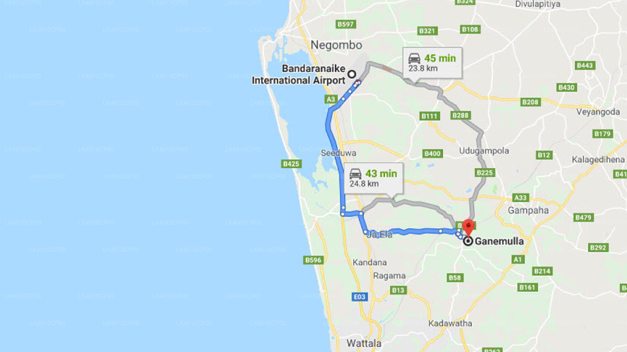 Colombo (CMB) lufthavn til Ganemulla privat transport