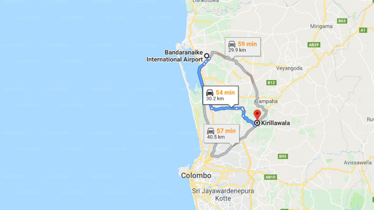Colombo (CMB) Lufthavn til Kirillawala Privat Kørsel