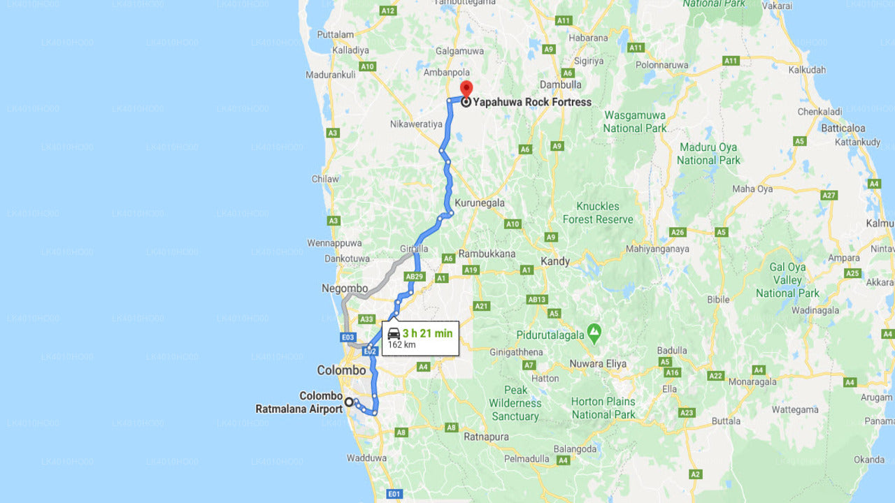 Colombo (CMB) Lufthavn til Yapahuwa Privat Transfer