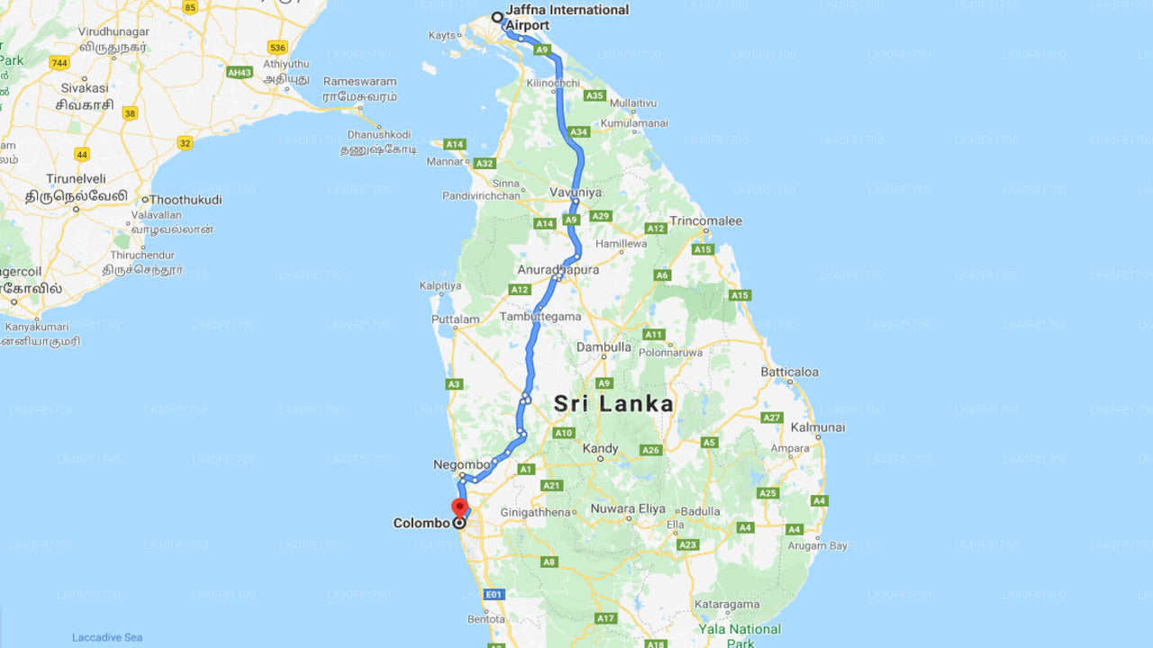 Jaffna (JAF) Lufthavn til Colombo By Privat Transfer