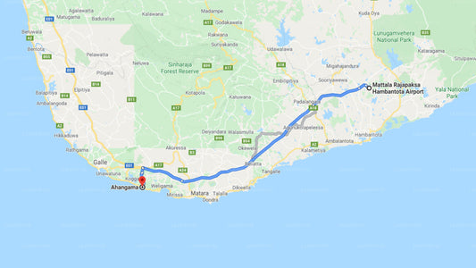 Mattala Airport (HRI) to Ahangama City Private Transfer