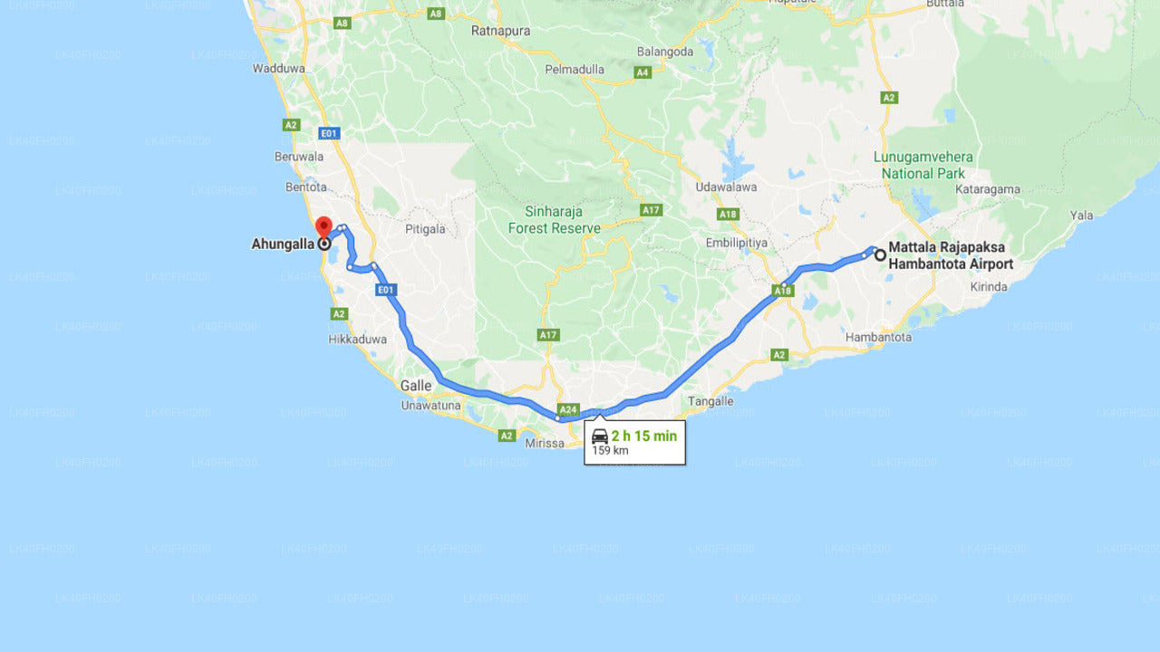 Mattala (HRI) Airport til Ahungalla City Privat Transfer