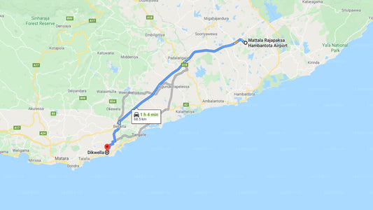 Mattala Airport (HRI) to Dikwella City Private Transfer