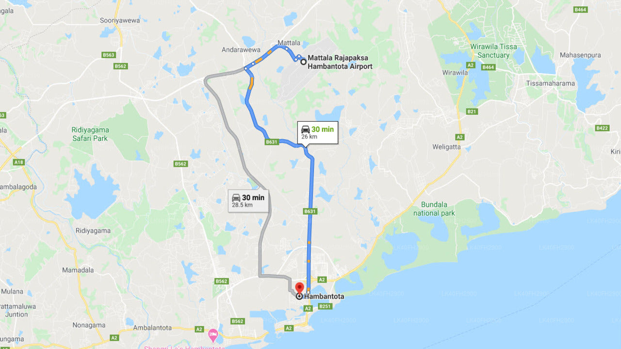 Mattala (HRI) Lufthavn til Hambantota By Privat Transfer