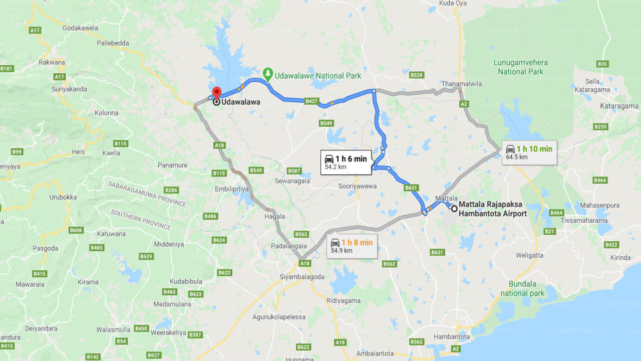 Mattala (HRI) Lufthavn til Udawalawe privat transfer