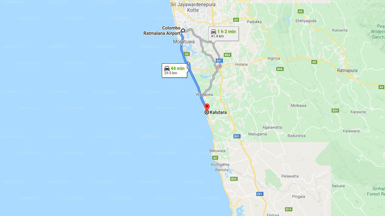 Ratmalana (RML) Lufthavn til Kalutara Privat Transport