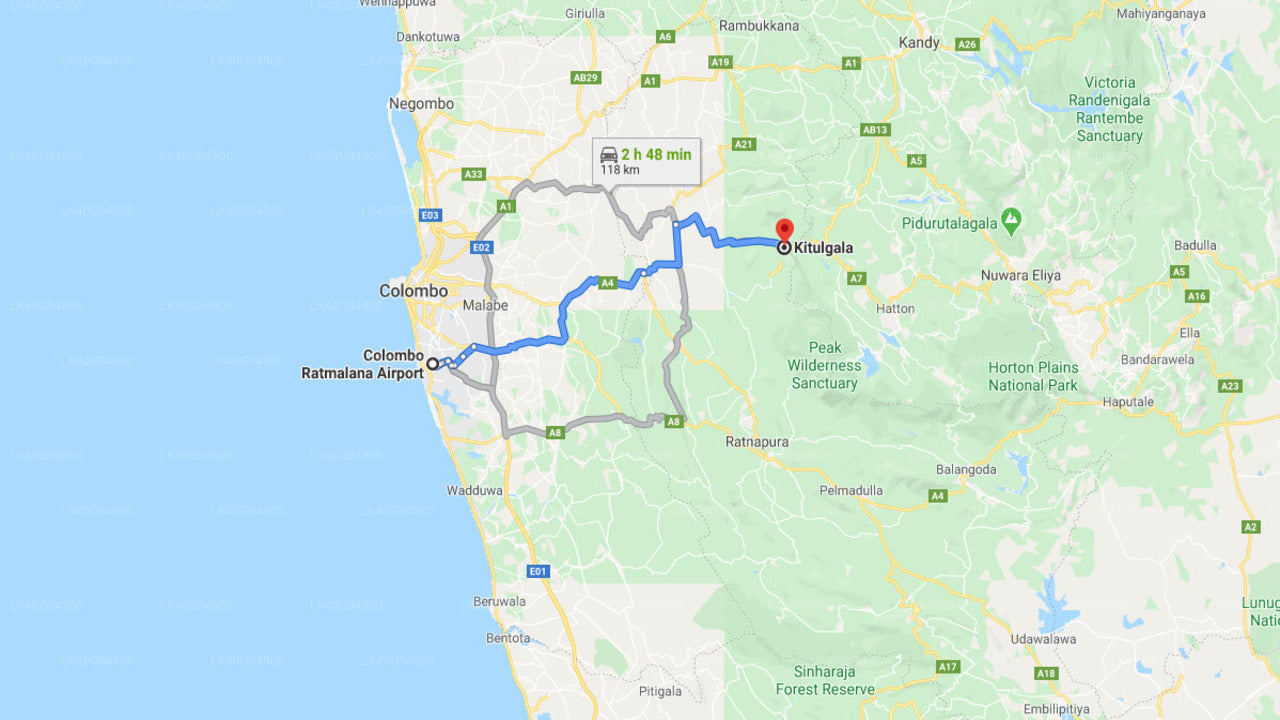 Ratmalana (RML) Lufthavn til Kitulgala Privat Transport