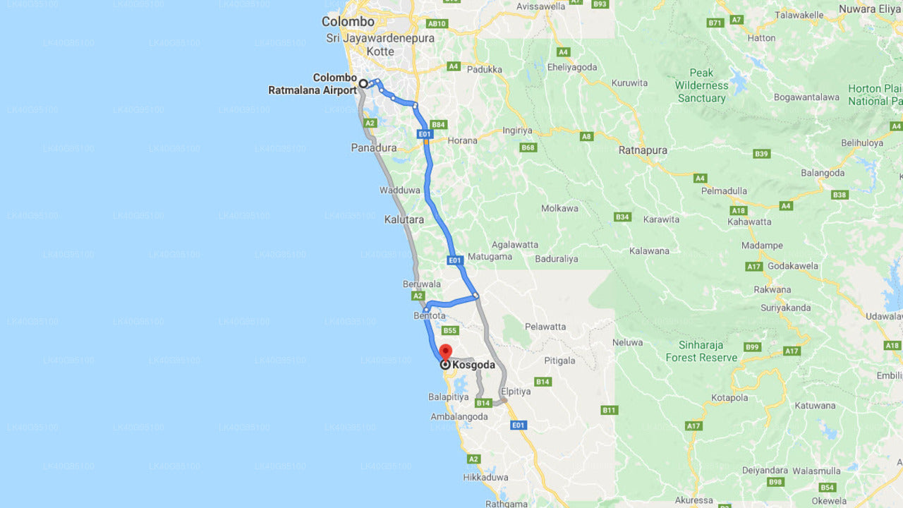 Ratmalana (RML) Lufthavn til Kosgoda Privat Transfer