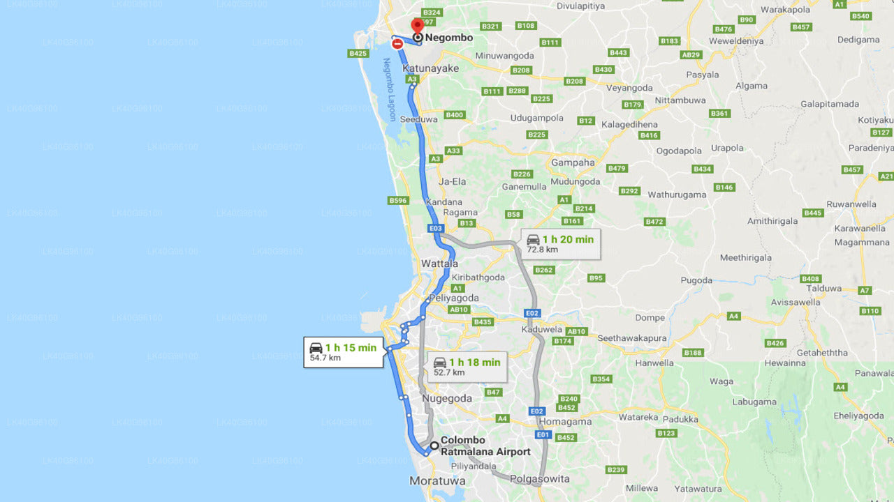 Ratmalana (RML) Lufthavn til Negombo Privat Transport