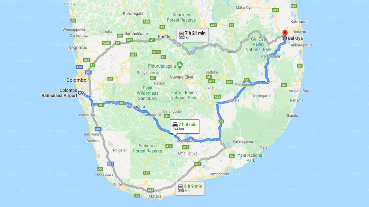 Ratmalana (RML) Airport til Gal Oya Private Transfer