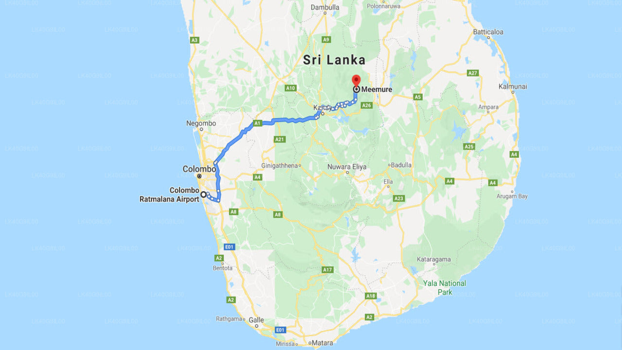 Ratmalana (RML) Airport til Meemure Private Transfer