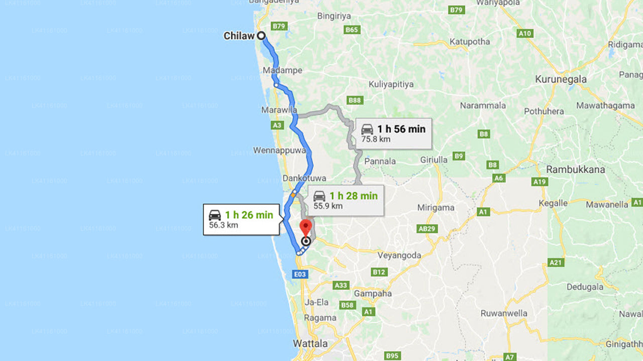 Chilaw by til Colombo (CMB) Lufthavn Privat Transport