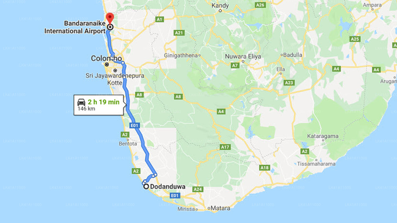Dodanduwa By til Colombo (CMB) Lufthavn Privat Transport