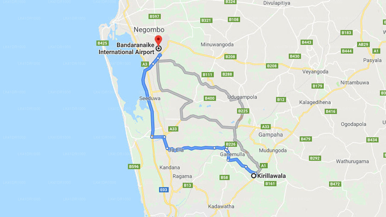 Kirillawala by til Colombo (CMB) Lufthavn privat transfer