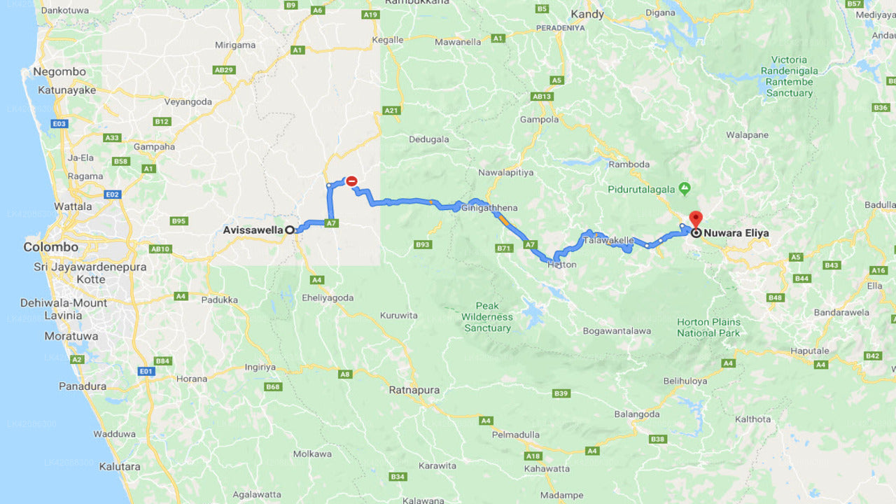 Privat overførsel fra Avissawella by til Nuwara Eliya by