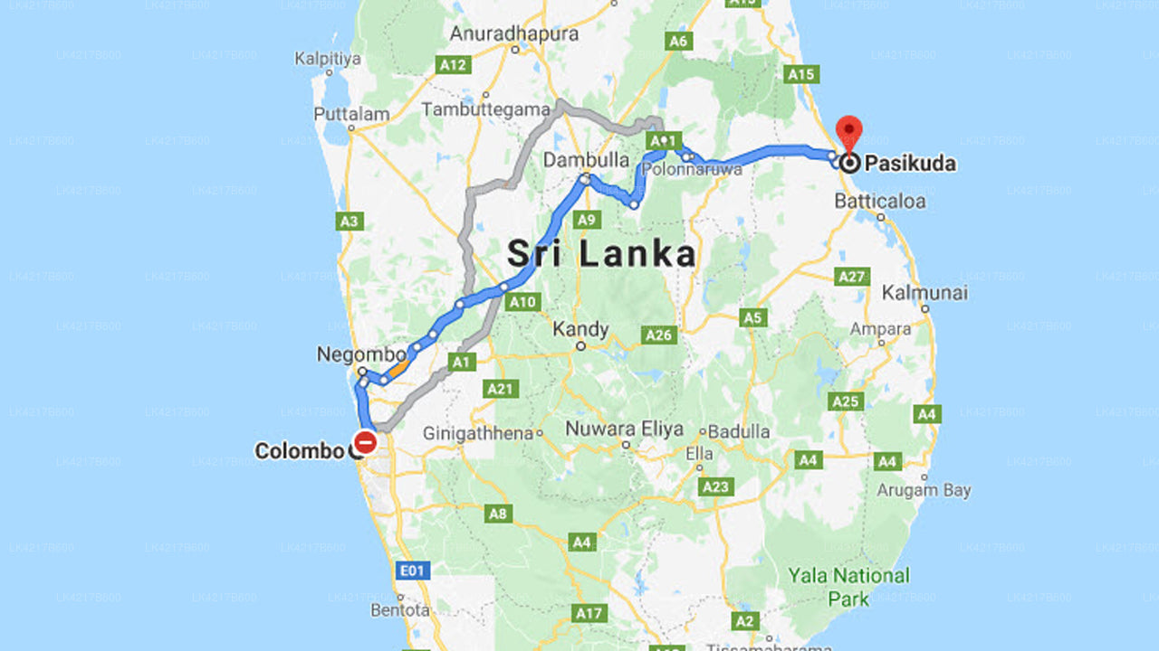 Colombo til Pasikuda Privat Transfer