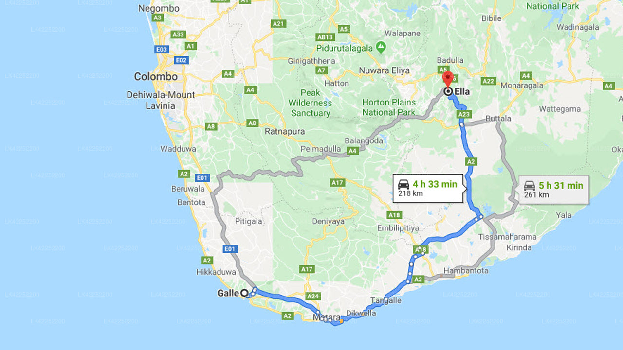 Privat transport fra Galle til Ella
