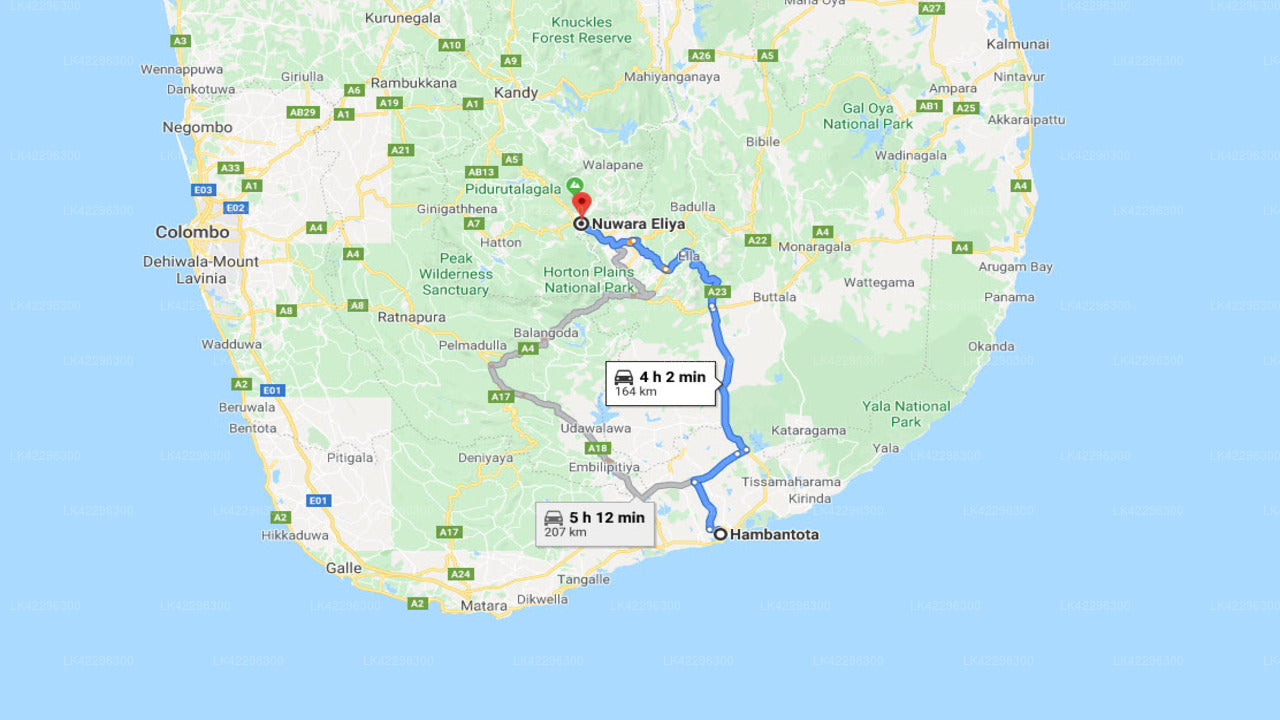 Hambantota by til Nuwara Eliya privat transfer