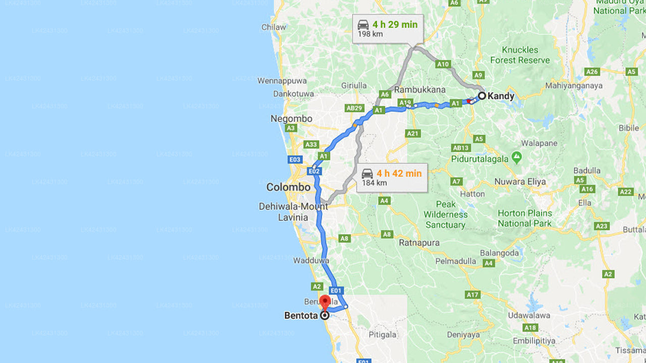 Kandy City til Bentota City Privat Transport
