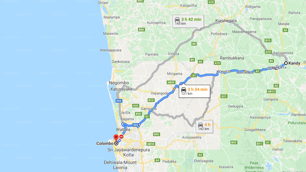 Kandy til Colombo privat transfer