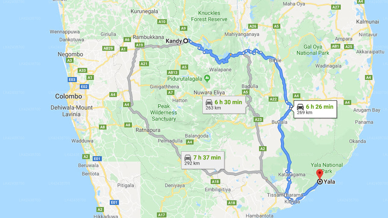 Kandy by til Yala by privat transfer
