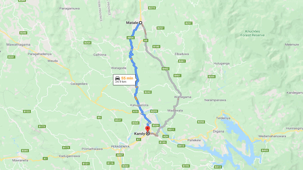 Privat kørsel fra Matale by til Kandy by